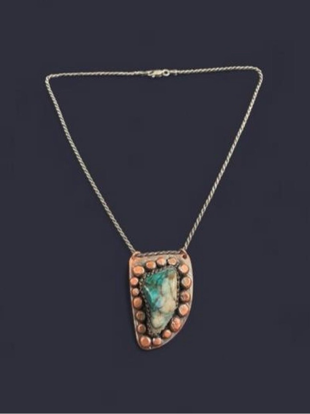 Chrysocolla Talisman Necklace – Antiqued Copper & Sterling Silver